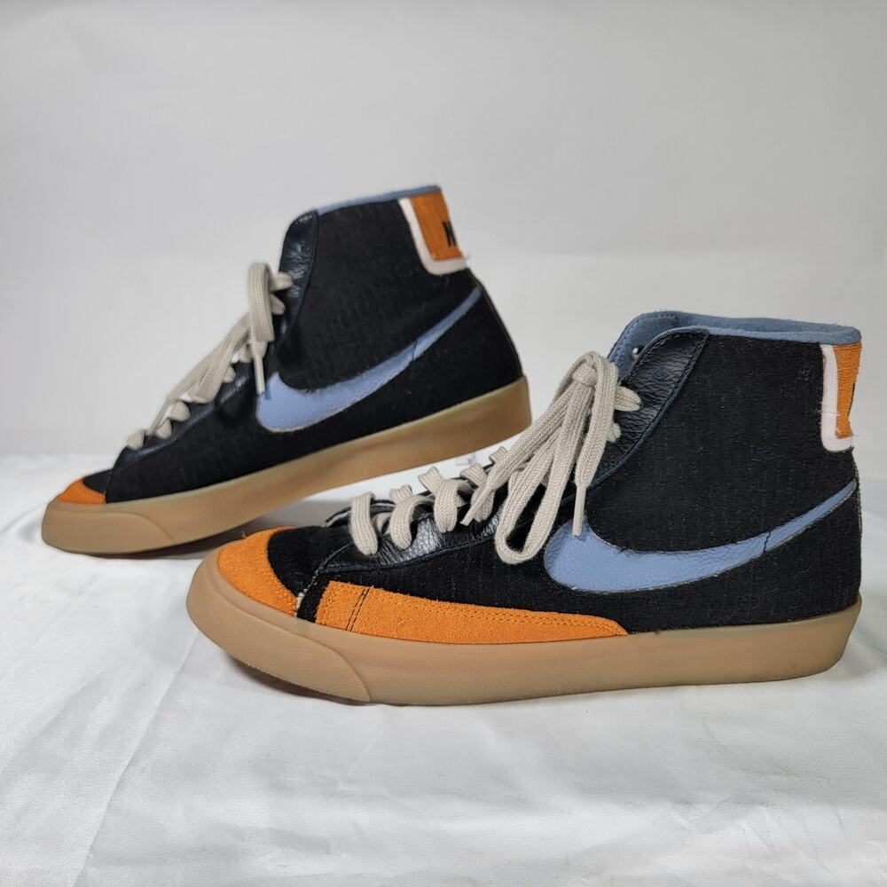Nike Blazer Mid '77 Black Orange Blue Gum Men's Size 10.5 DJ4859-991 Sneakers